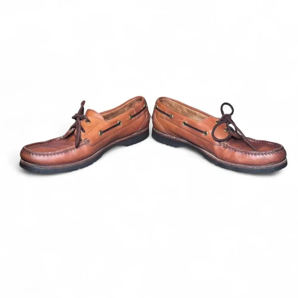 Florsheim Outdoorsman Brown Leather Boat Shoes Men’s 10.5 Moc Toe Casual